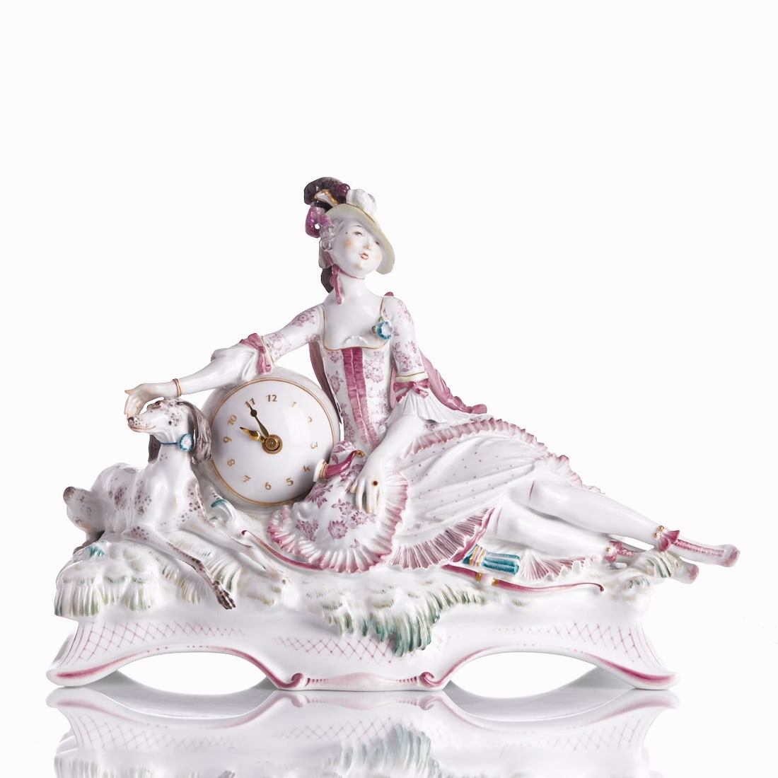 Mantle Clock with Huntress and Dog - Paul Scheurich, Staatliche Porzellan Manufaktur, Meissen (1 of 2)