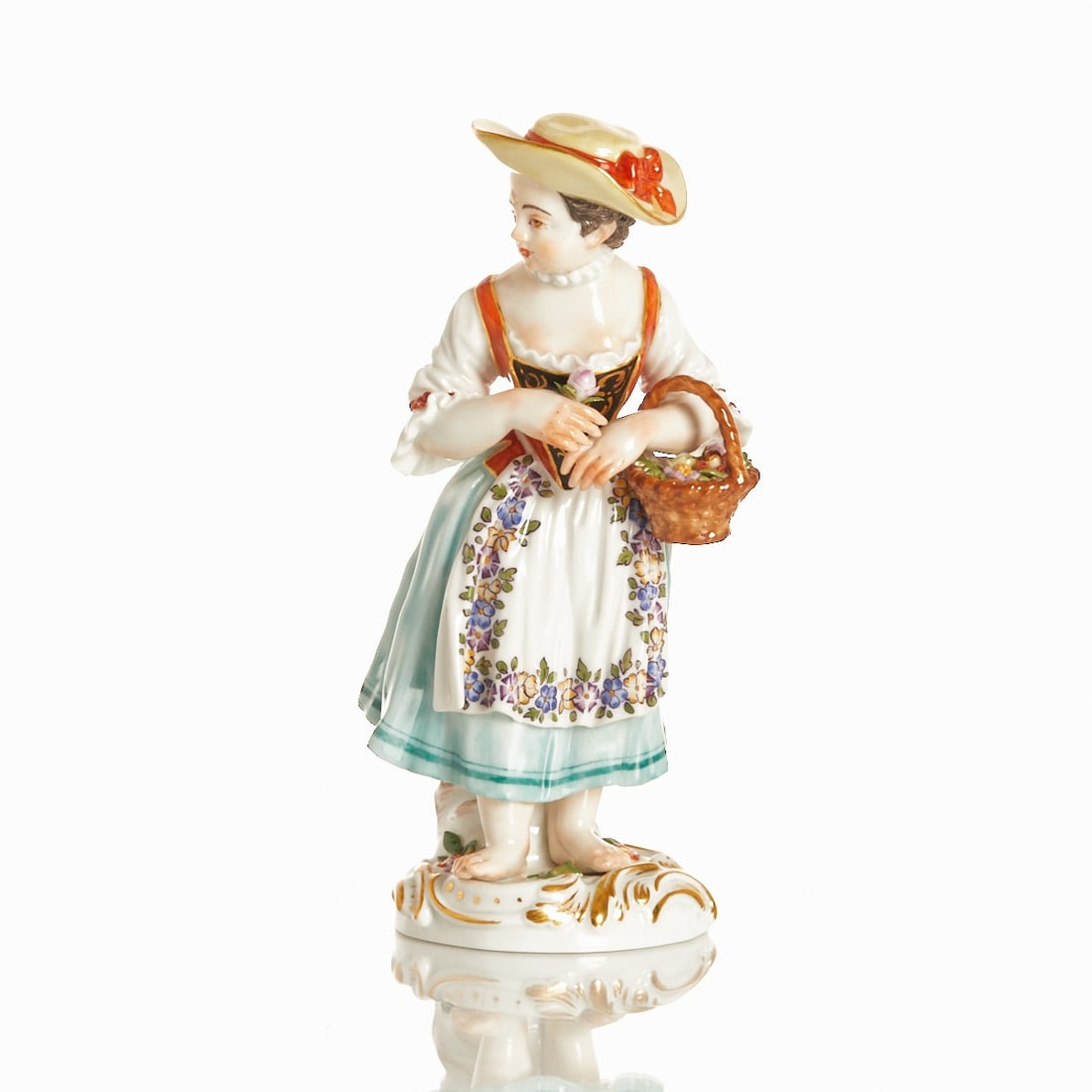 Gardener's Child with Flower Basket - Johann Joachim Kaendler, Meissen 1998 (1 of 2)