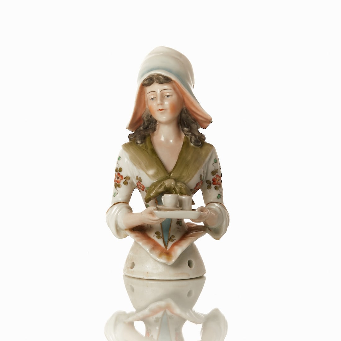 Tea cozy doll top after Liotard's Chocolate Girl, c. 1920 (1 of 1)