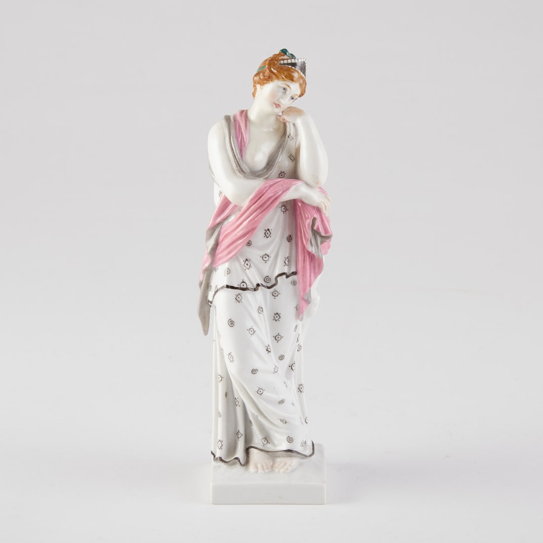 Deidamia - Mythological Figure: Deidamia - Mythological Figure Royal Porcelain Manufactory (KPM), Berlin 2nd half 19th century. Porcelain, white, glazed. Polychrome painted. Blue scepter mark under the glaze. Red imperial orb on the