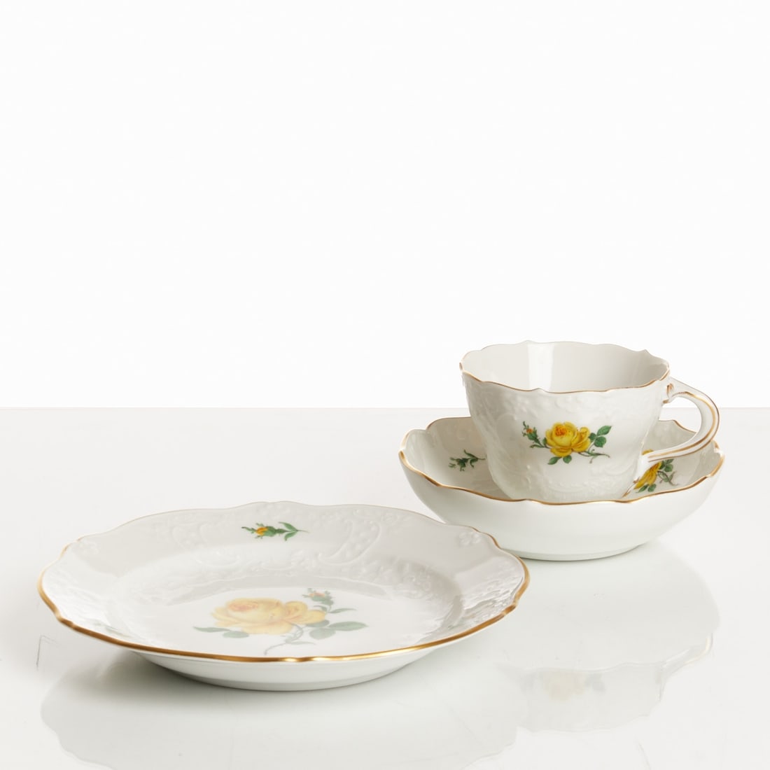 3-piece coffee set - Yellow Rose New Marseille, Meissen 1972-1980 (1 of 2)