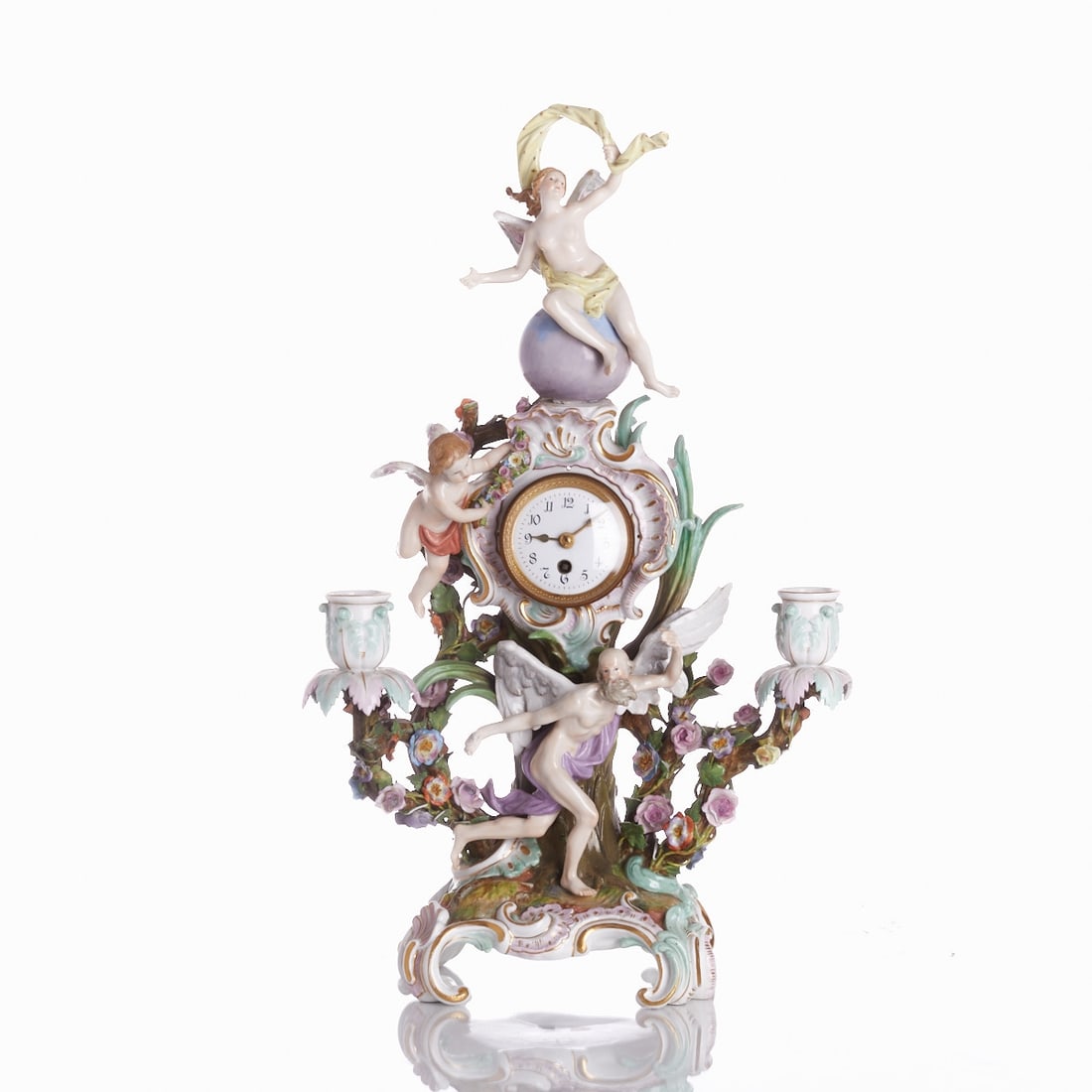 Mantel clock with Chronos and Fortuna - Johann Joachim Kaendler, Royal and State Porcelain (1 of 2)