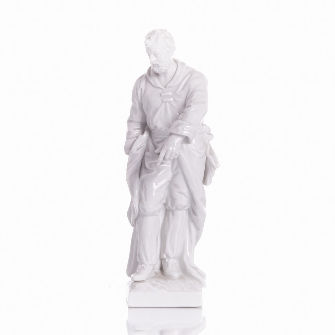 Standing bearded man, Royal Porcelain Manufactory (KPM), Berlin around 1900: Standing bearded man Royal Porcelain Manufactory (KPM), Berlin around 1900. White porcelain, glazed. Underglaze blue scepter mark. One grinding line. Impressed model no. 933. Impressed: N, B. H. 16 cm
