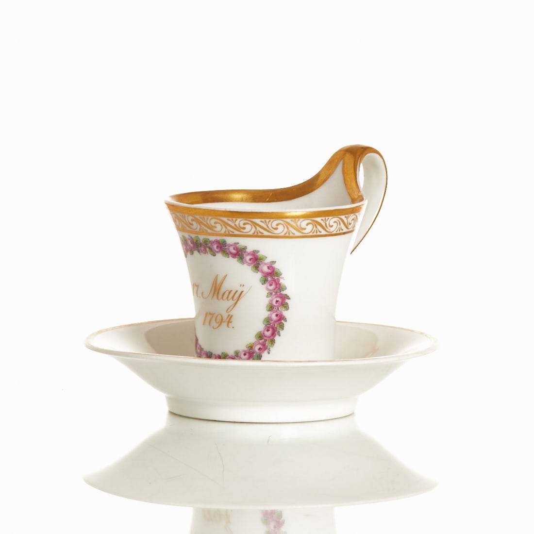 Biedermeier cup with saucer - May 17, 1794. Love in Life, KPM Berlin (1 of 2)