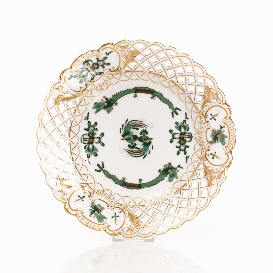 Pierced Plate - Rich Dragon / Court Dragon Green, Meissen 1850-1924 (1 of 1)