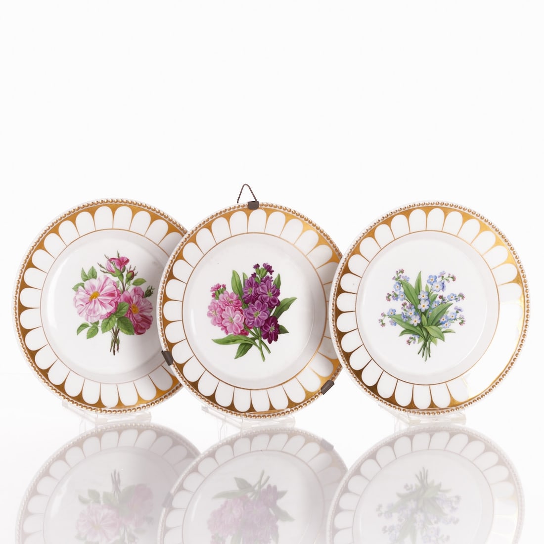 3 Different Decorative Plates - Floral Painting, KPM Berlin 19th Century (1 of 1)