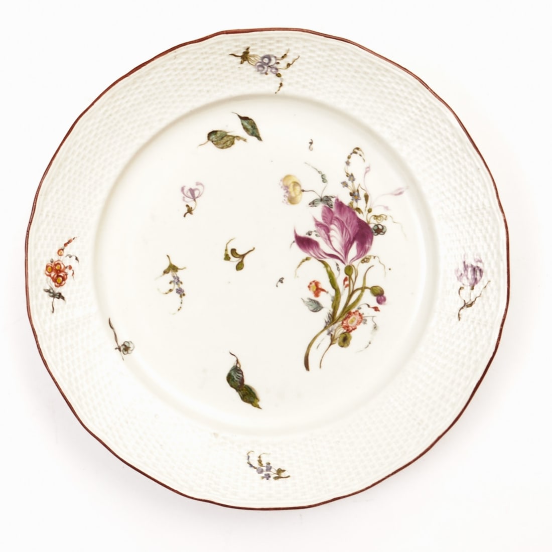 Plate - Old Decoration: Flower Bouquet / Manierblumen. Elector Carl Theodor, Frankenthal 1762-1770. (1 of 1)