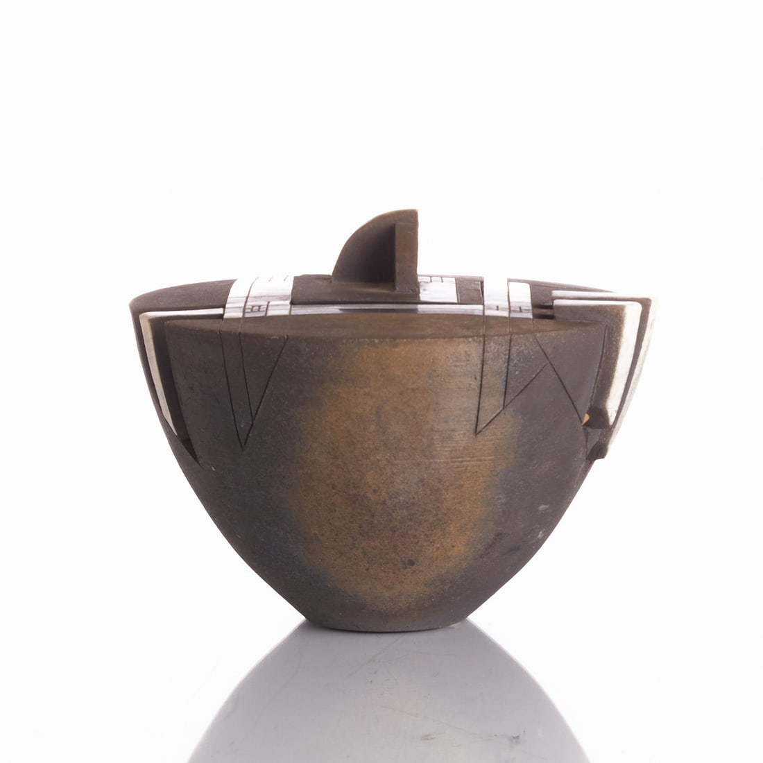 Raku lidded box - Hans-Peter Mader, studio ceramics, 1991 (1 of 1)