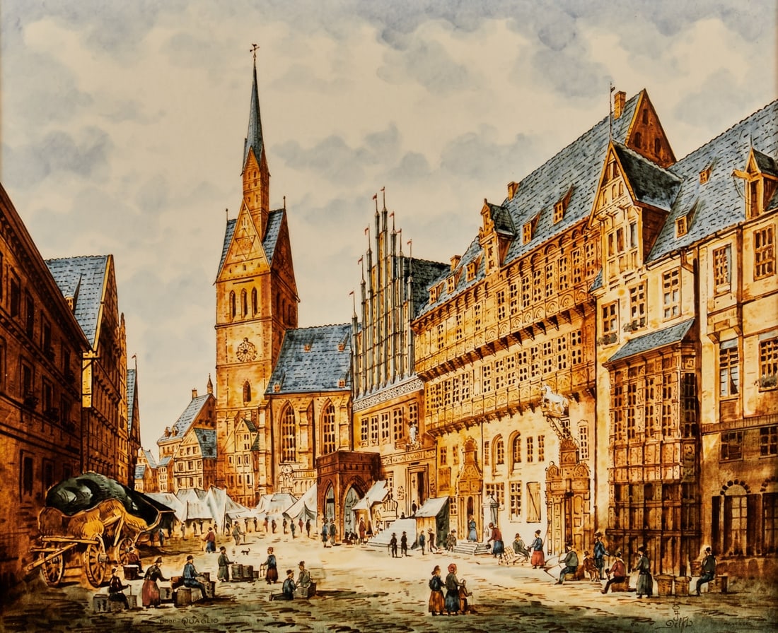 Picture plate Hanover - Marktkirche and Old Town Hall. Limited series - 750 years of Hanover De (1 of 2)