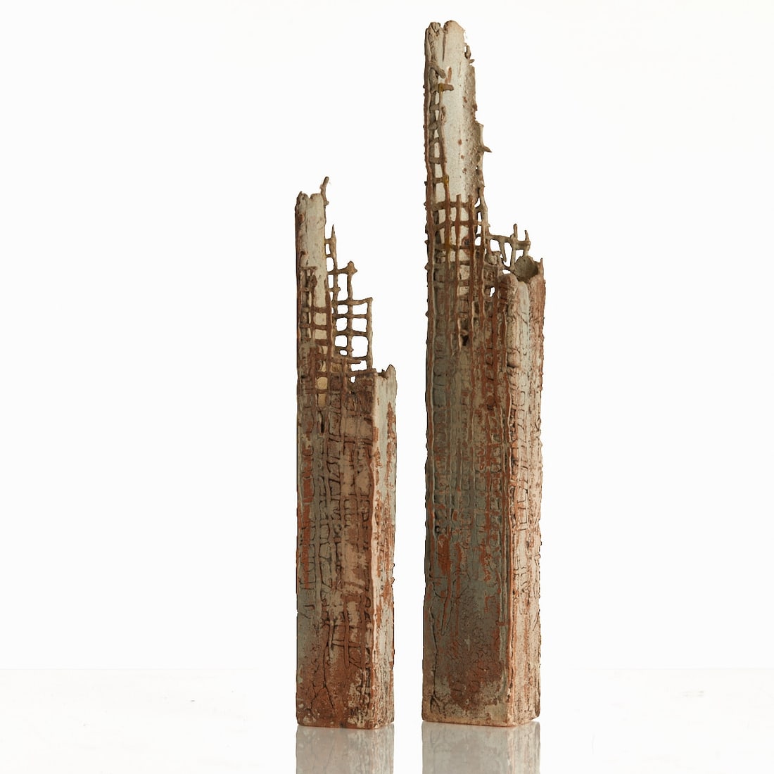 2 different columns with lattice structure - Studio Pottery. (1 of 3)