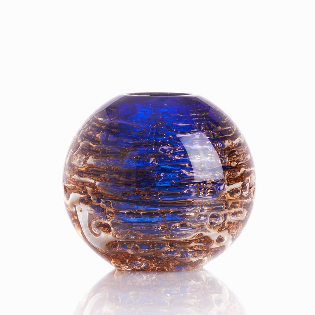 Whirlpool Sphere Vase. Frantisek Vizner, CSSR, Skrdlovice Sklo, circa 1965. (1 of 2)