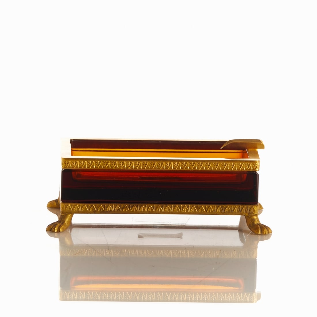 Rectangular ashtray on mounting with lion's feet - Art Déco. France, circa 1935-1940. (1 of 1)