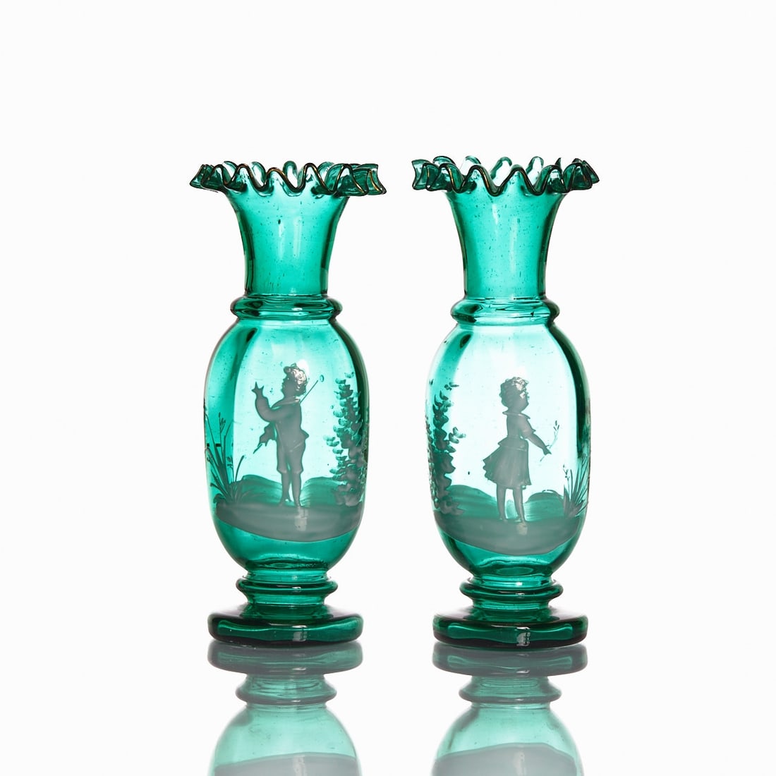 Pair of Vases - Children's depiction. Bohemia, late 19th century. (1 of 1)