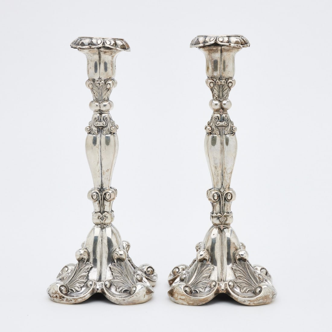 Pair of Biedermeier Table Candlesticks: Pair of Biedermeier table candlesticks Germany, circa 1840. 812.5 silver. Hallmarks: 13. H. 31 cm. Weight: 654 g.