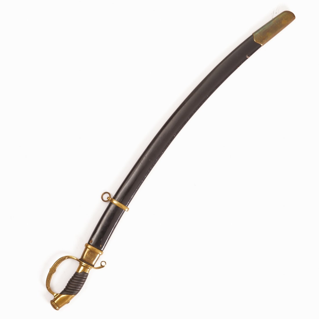 Officer's Saber with Soviet State Emblem (USSR).: Officer's Saber with Soviet State Emblem (USSR). Soviet Union, mid-20th century. Slightly curved, single-edged steel blade with central fuller. Gilded brass hilt with closed guard, the USSR state embl