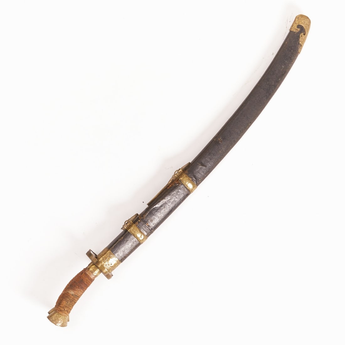 Ottoman Double Saber: Ottoman Double Saber 19th century. Overall length approx. 100 cm, blade length approx. 75 cm each. Rare version of an Ottoman double saber with two slightly curved, single-edged blades. Each blade fea