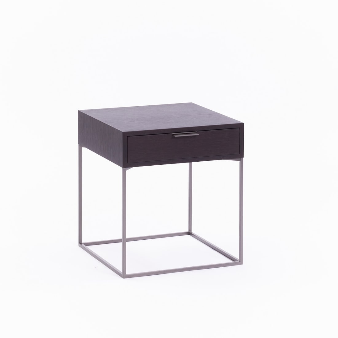Oscar Bedside Table: Oscar Bedside Table. Zanotta/Italy. Design: Emaf Progetti. Steel. Ash. 45 x 40 x 40 cm. Manufacturer's mark.