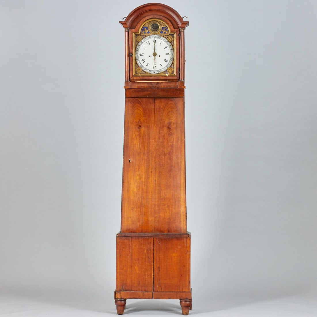 Rare Biedermeier Grandfather Clock with Zodiac Signs: Rare Biedermeier Grandfather Clock with Zodiac Signs Joh. Arntz G. Leinkämper/Germany, circa 1838. Cherry wood. Enamel. 312 x 52 x 25 cm. Striking on bell. Weights. Roman numerals. Movement and