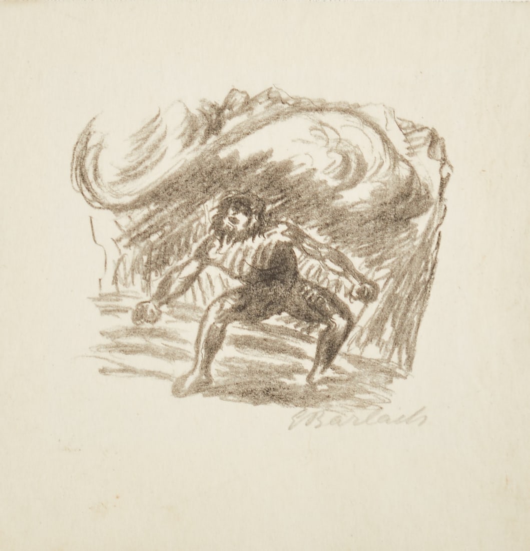 Ernst Barlach: Ernst Barlach 1870 Wedel/Holstein - 1938 Rostock - "Prometheus" (The Rebel) - (1923-1924) Lithograph/paper. 15.3 x 17.4 cm, 25.3 x 25.5 cm. Signed lower right: Barlach. The sheet is loose.