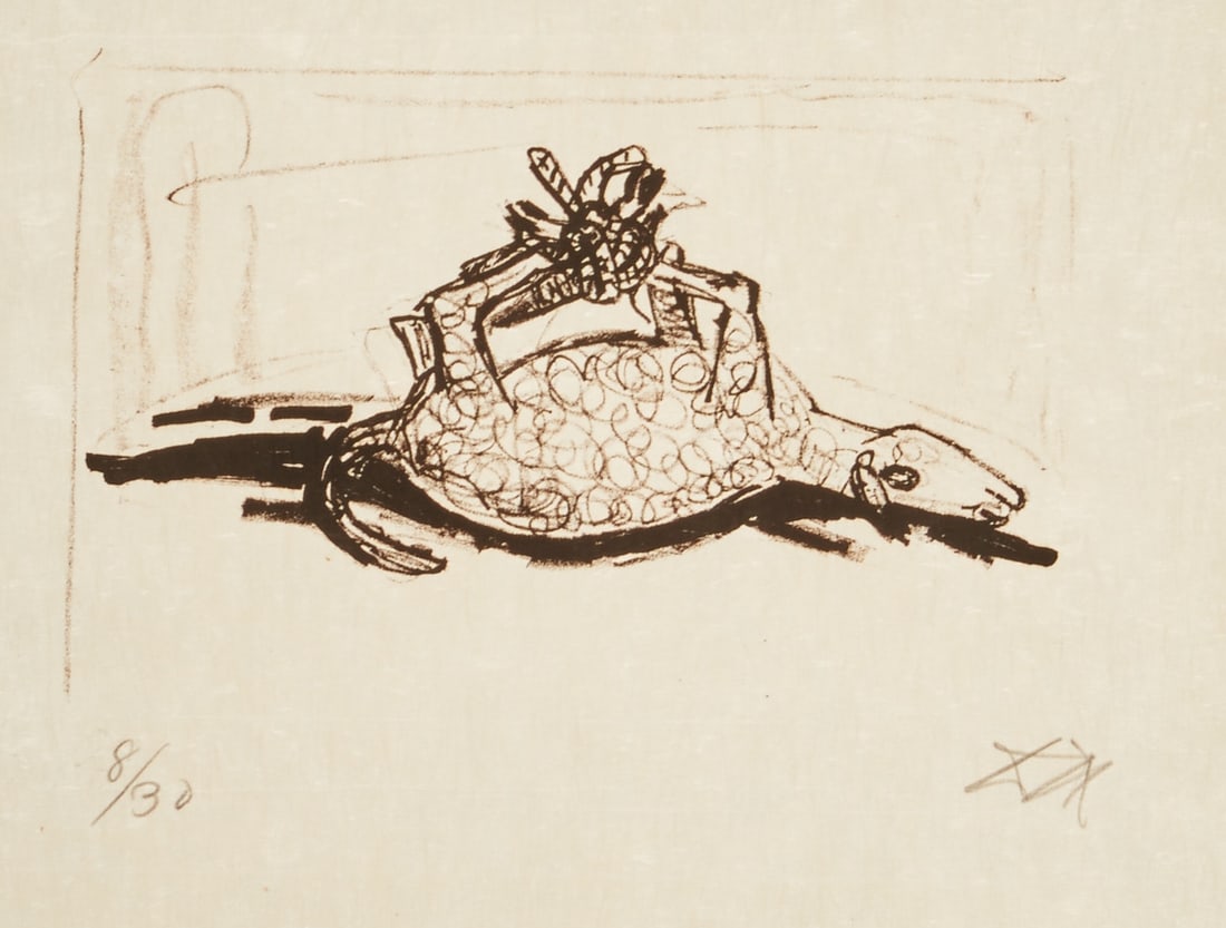 Otto Dix: Otto Dix 1891 Untermhaus near Gera - 1969 Singen am Hohentwiel - "The Sacrificial Lamb" - (1960) Lithograph/paper. 8/30. 12 x 22 cm, 40.7 x 32.7 cm. Signed lower right: Dix. The sheet is