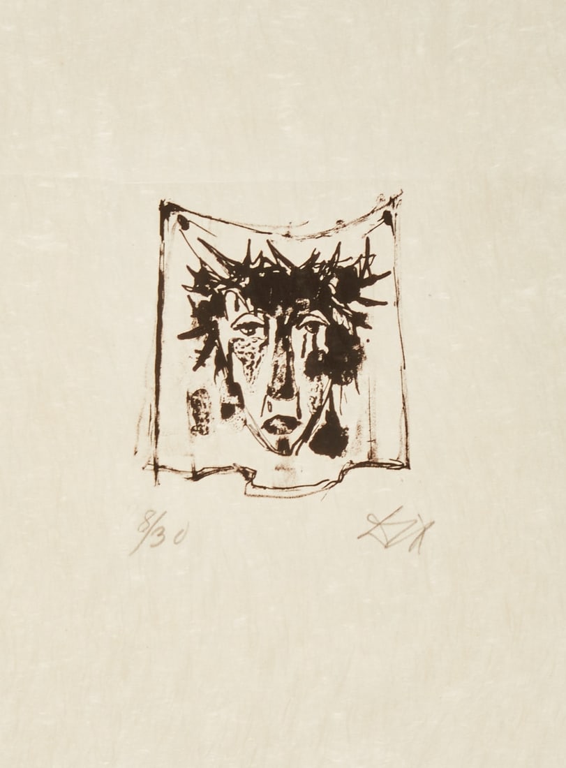 Otto Dix: Otto Dix 1891 Untermhaus near Gera - 1969 Singen am Hohentwiel - "Veronica's Veil" - (1960) Lithograph/paper. 8/30. 12 x 11 cm, 40.6 x 32.8 cm. Signed lower right: Dix. The sheet is loose.