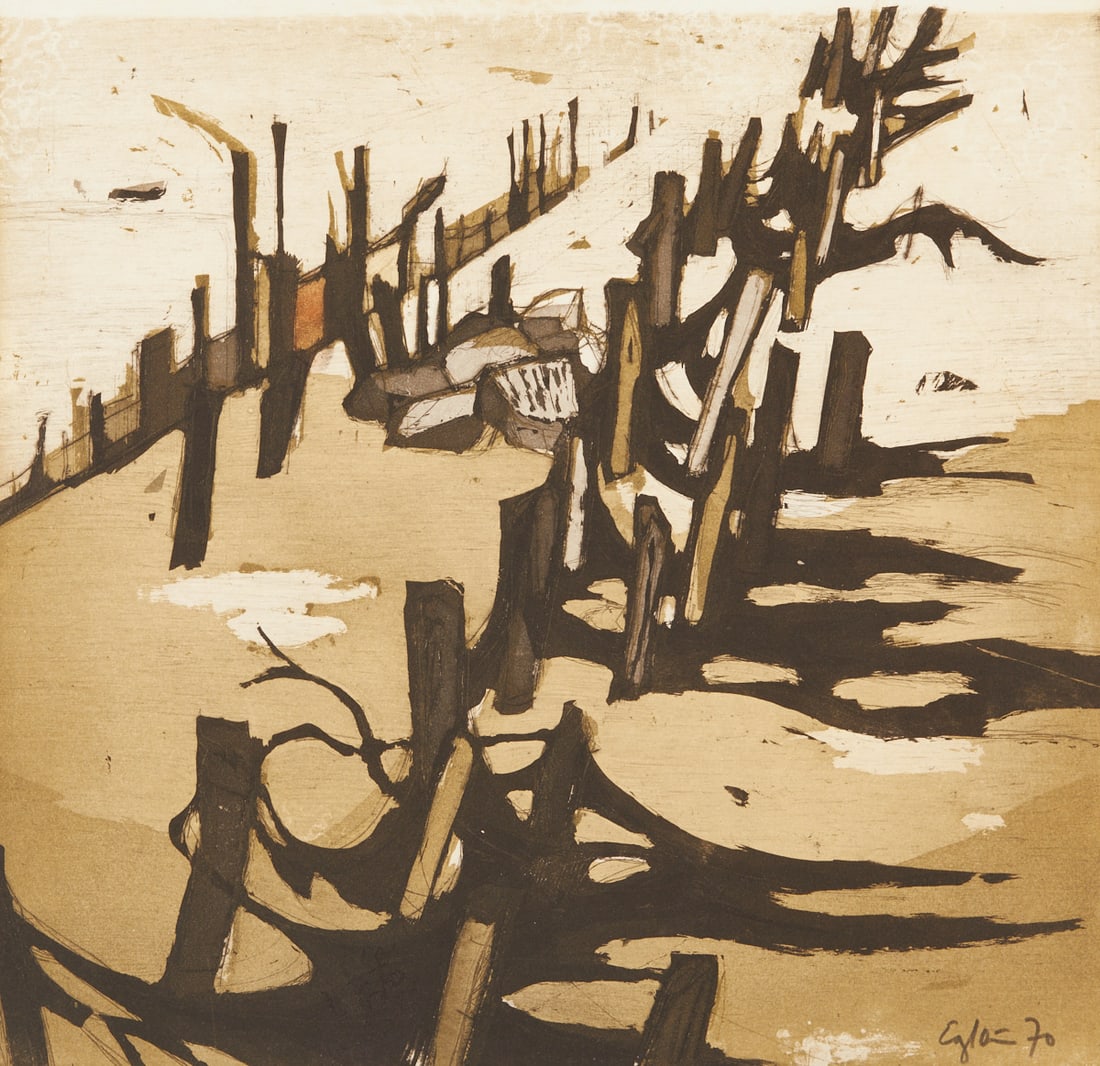 Otto Eglau: Otto Eglau 1917 Berlin - 1988 Kampen - By the Sea - (1970) Colored aquatint etching/paper. 35.5 x 36.7 cm, 47.5 x 48.8 cm (Dimensions with frame). Signed and dated lower right: Eglau (19)70. Passe-par
