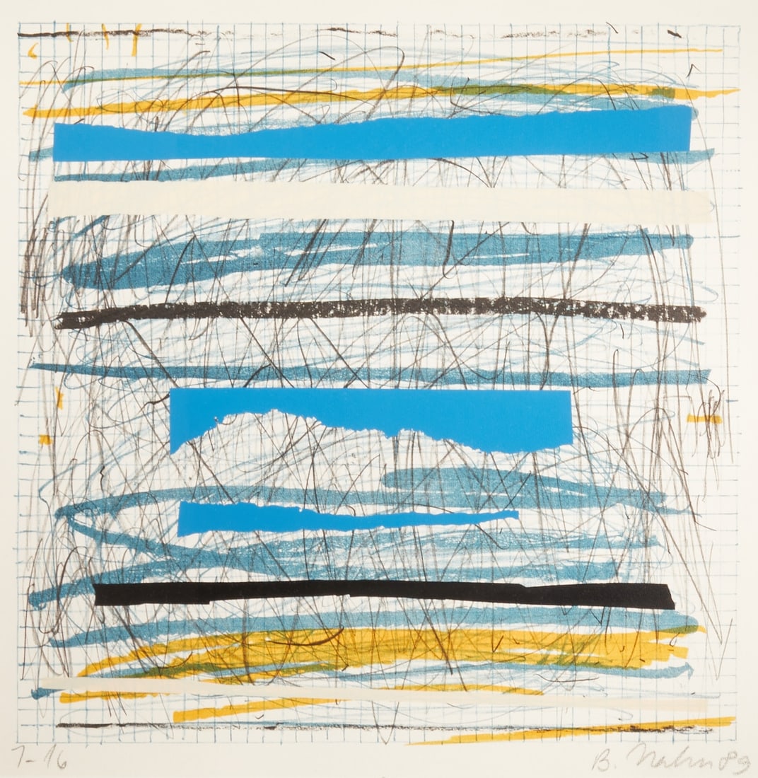 Bernd Hahn: Bernd Hahn 1954 Neustadt/Saxony - 2011 Burgstädtel near Dohna - Geometric Forms - (1989) Color silkscreen/paper. 1/16. 44.5 x 44 cm, 48 x 48.5 cm (mat cut-out). 73 x 73 cm (dimensions with