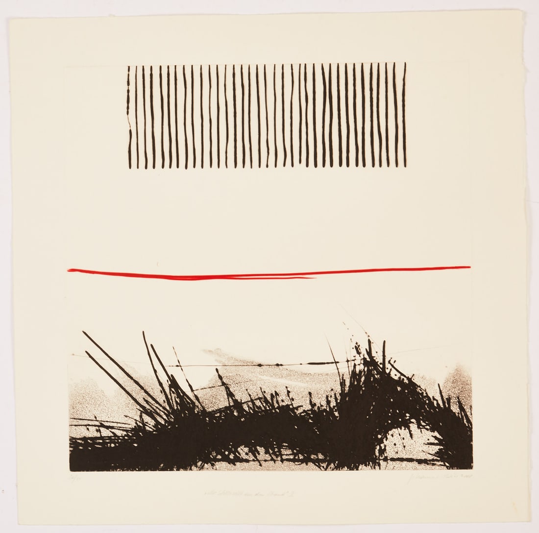 Johannes Haider: Johannes Haider 1954 Eisenstadt - 2014 Oslip - "The wave rolls onto the beach II" - (2008) color etching/paper. 20/34. 49.6 x 49.3 cm, 62 x 62.4 cm. Signed and dated lower right: Johannes Haider 2008.