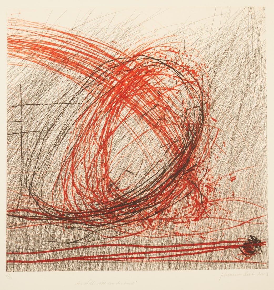 Johannes Haider: Johannes Haider 1954 Eisenstadt - 2014 Oslip - "The Wave Rolls to the Island" - (2013) color etching/paper. 7/34. 49.6 x 49.7 cm, 61.3 x 61.5 cm. Signed and dated lower right: Johannes