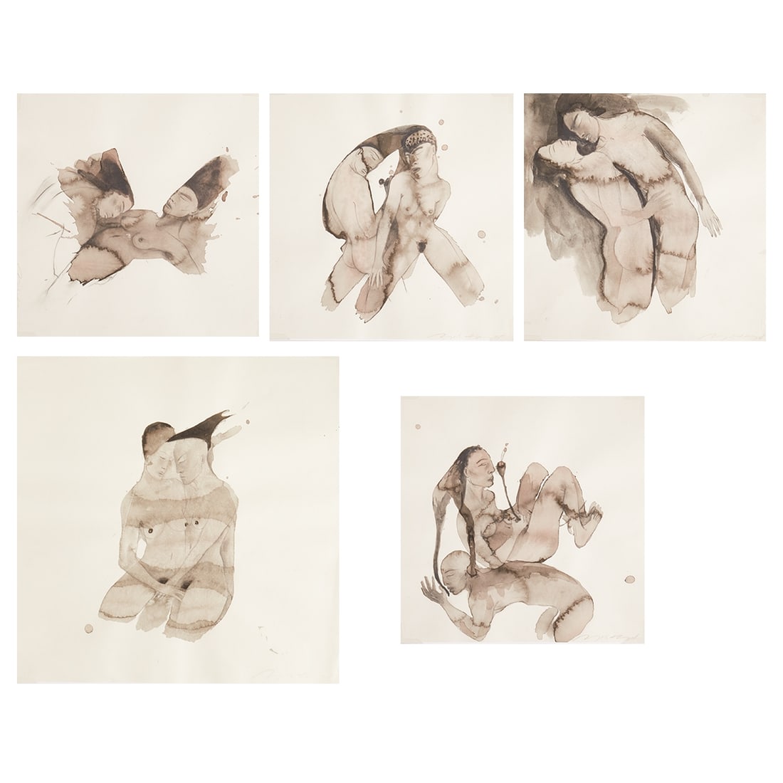 Angela Hampel: Angela Hampel 1956 Räckelwitz Set - Pair I - Mixed media (ink and graphite)/paper. 30 x 30 cm. 53 x 53 cm (dimensions with frame). Signed lower right: Angela Hampel. Mat. Fully visible, framed