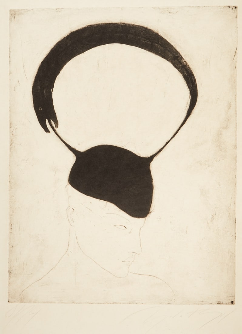 Angela Hampel: Angela Hampel 1956 Räckelwitz - "Passion Fish" - Etching/Paper. 8/14. 64.4 x 49.6 cm, 84.6 x 64 cm. Signed lower right: A. Hampel. The sheet is loose. Passepartout.