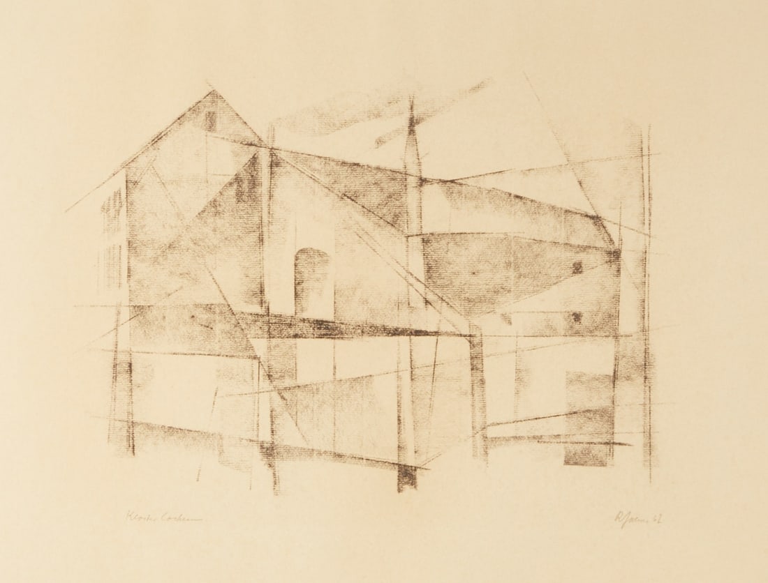 Rudolf Jahns: Rudolf Jahns 1896 Wolfenbüttel - 1983 Holzminden - "Cochem Monastery" - (1962) lithograph/paper. 22 x 30 cm, 35 x 49.5 cm (passe-partout cutout), 51 x 66 cm (dimensions with frame). Signed and dated