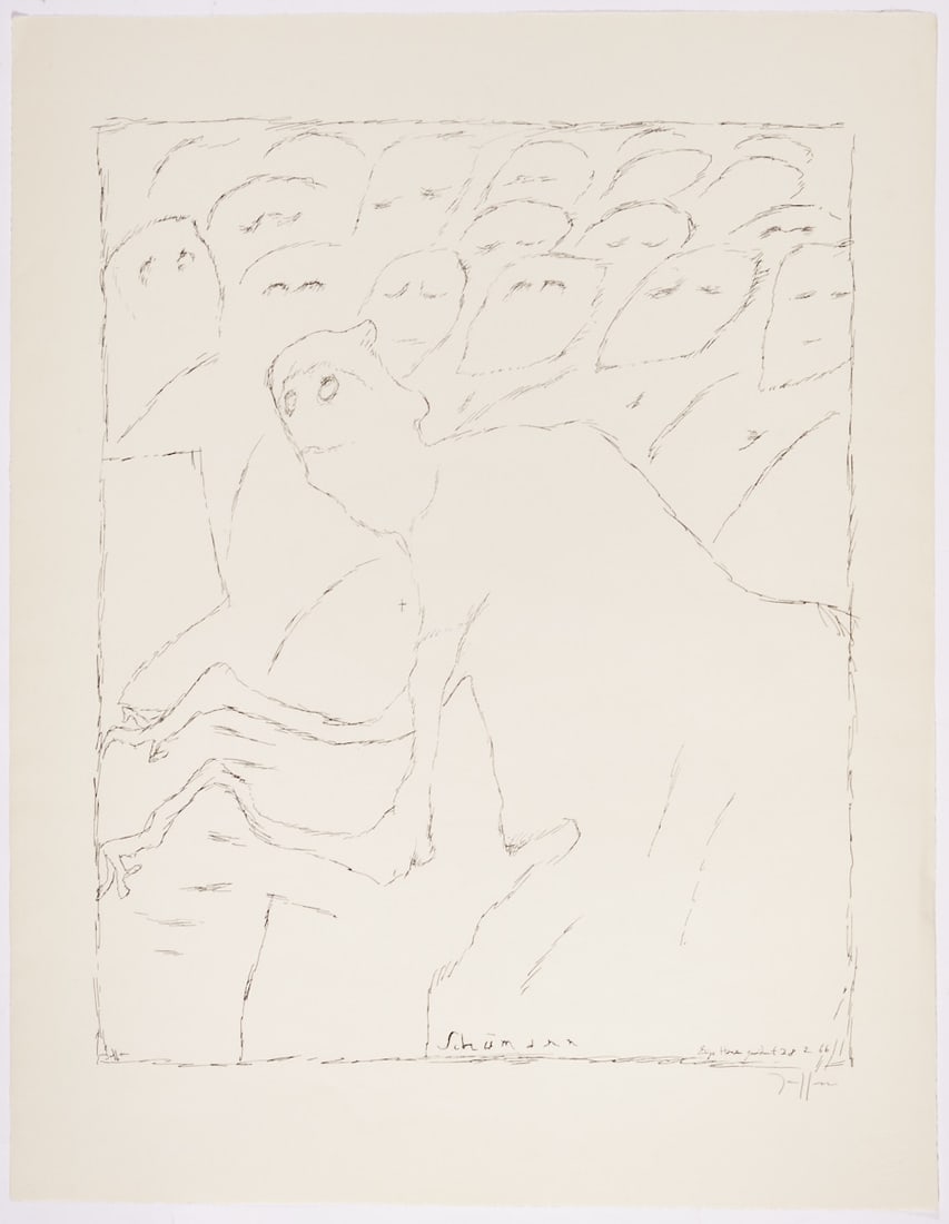 Horst Janssen: Horst Janssen Hamburg 1929 - 1995 - "Schumann" - (1966) Lithograph/paper. 50 x 40.5 cm, 63 x 49 cm. Signed lower right: Janssen. With dedication in print lower right. The sheet lies loose.