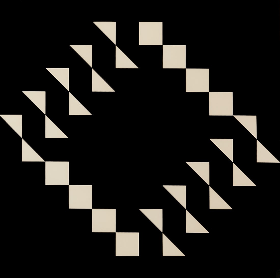 Imre Kocsis: Imre Kocsis 1937 Karcag - 1991 Kaltenherberge - Untitled, graphic/constructive composition - (1973) color serigraph/paper. 54 x 54 cm, 57.5 x 57.4 cm (visible dimensions), 60.5 x 60.4 cm (dimensions