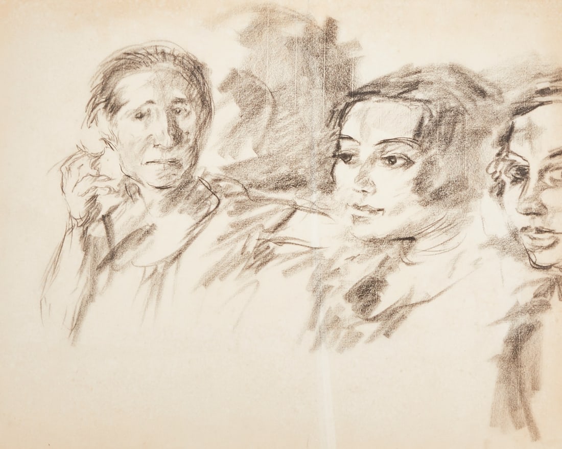 Wilhelm Kohlhoff: Wilhelm Kohlhoff 1893 Berlin - 1971 Schweinfurt - Figure study - Charcoal/paper. 40 x 50 cm passe-partout opening. 58 x 69 cm (dimension with frame). Passe-partout. Framed under glass. Crease.