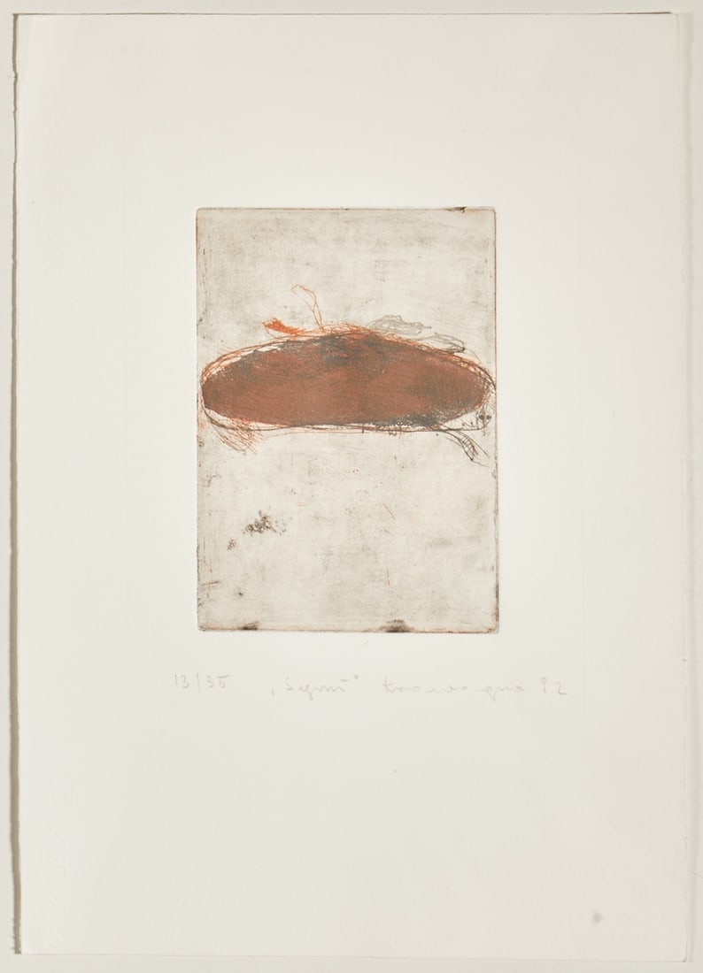 Peter Krawagna: Peter Krawagna 1937 Klagenfurt - lives and works in Krumpendorf am Wörthersee - "Symi" - (1992) Color etching/paper. 13/35. 22.3 x 15.8 cm, 49.8 x 34.9 cm. Signed and dated lower