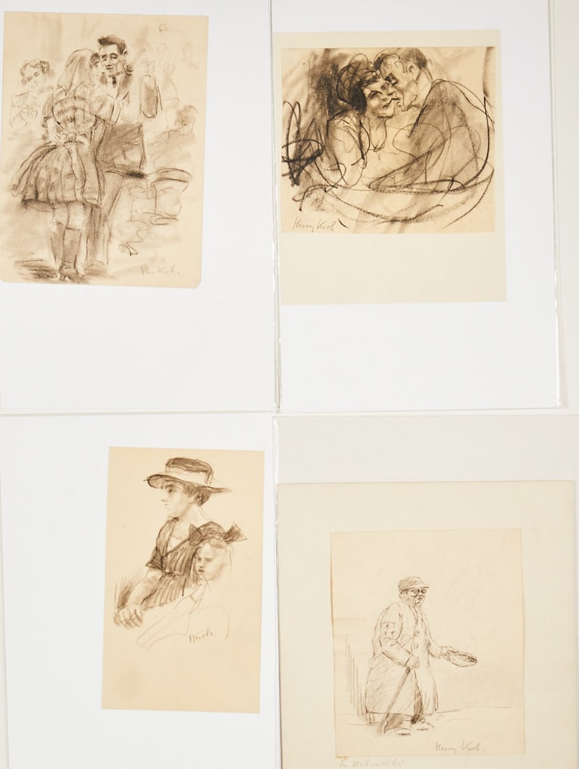 Heinz Kroh: Heinz Kroh 1881 Cologne-Deutz - 1972 Dortmund Collection - "The Christmas Song" - Charcoal/paper. 16.8 x 14 cm. Signed lower right: Heinz Kroh. Titled on backing board: The Christmas Song.