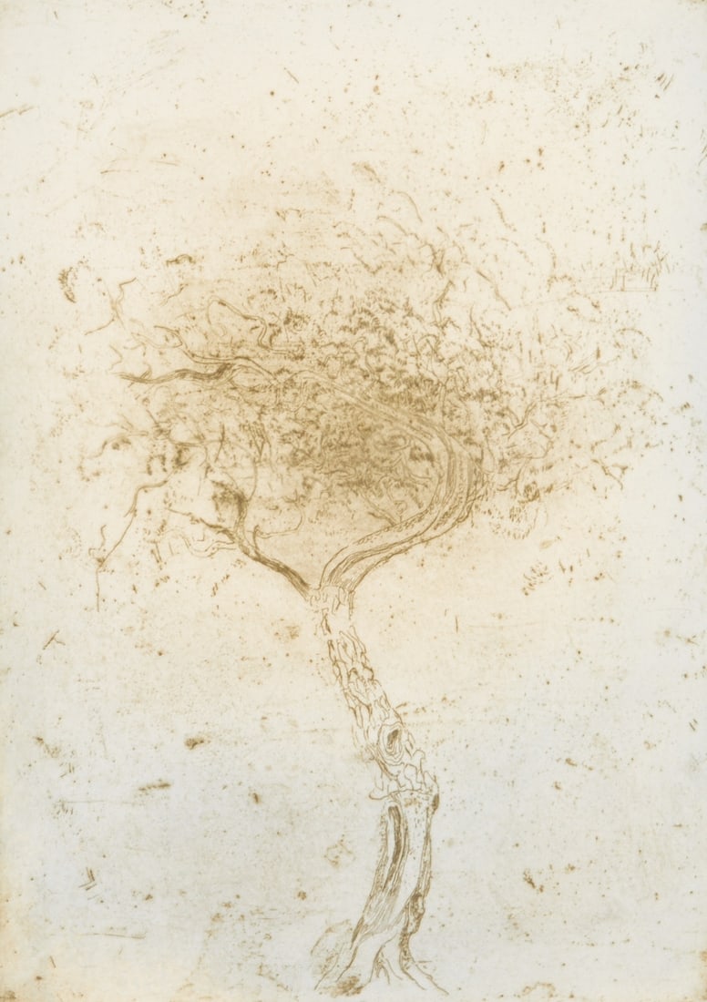 Zoran Antonio Music: Zoran Antonio Music 1909 Bukovica - 2005 Venice - "Motif végétal - Hommage à Caspar David Friedrich" - (1974) Color etching/paper. 48/100. 56 x 40.3 cm, 73.5 x 54.5 cm (visible size). 79 x 61 cm