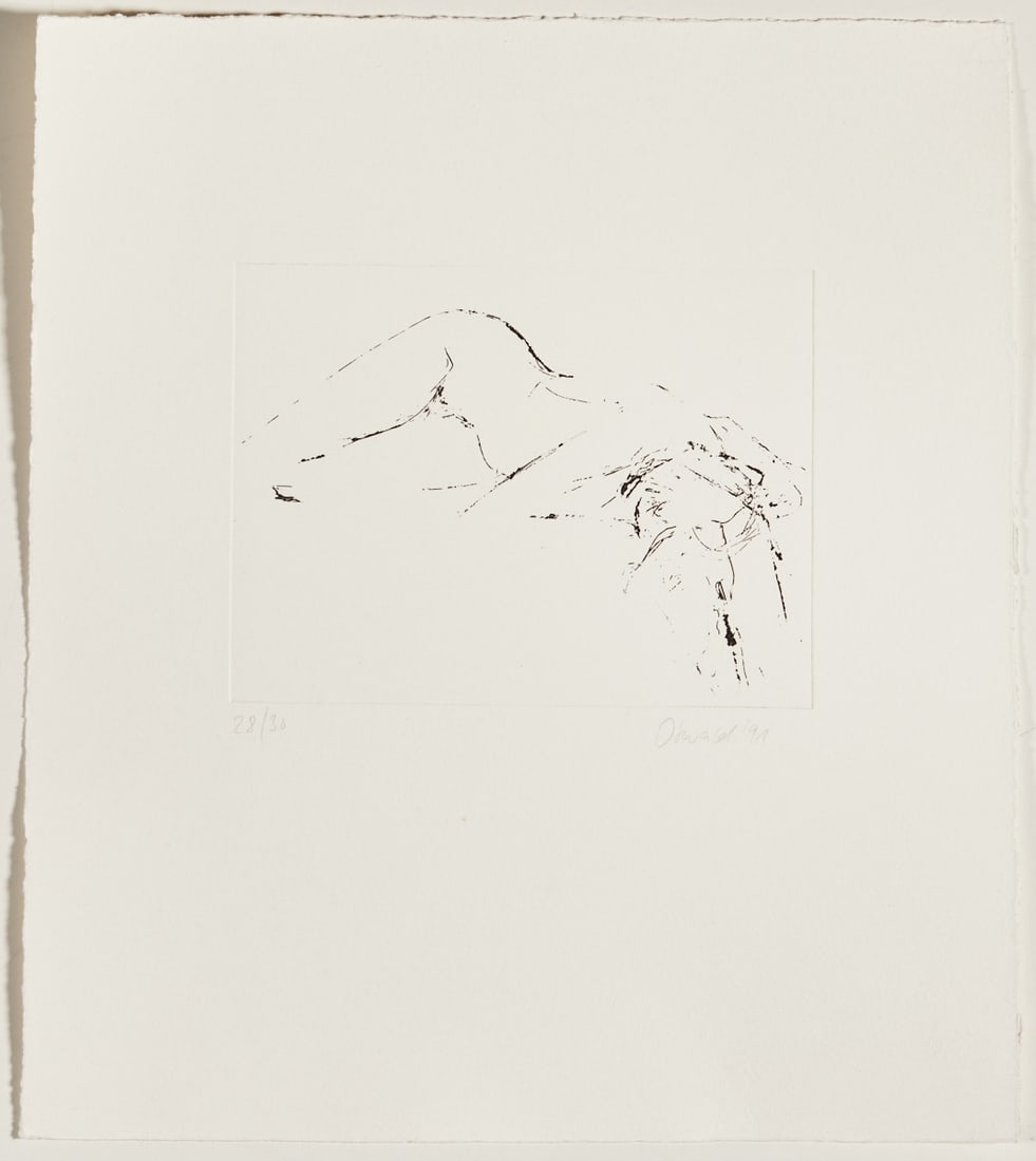 Karlheinz Oswald: Karlheinz Oswald 1958 Worms - Untitled - (1991) Etching/Paper. 27/30. 14.9 x 19.9 cm, 37.6 x 33.8 cm. Signed and dated lower right Oswald '91. The sheet is loose. - Lit.: Karheinz Oswald. Sculptural W