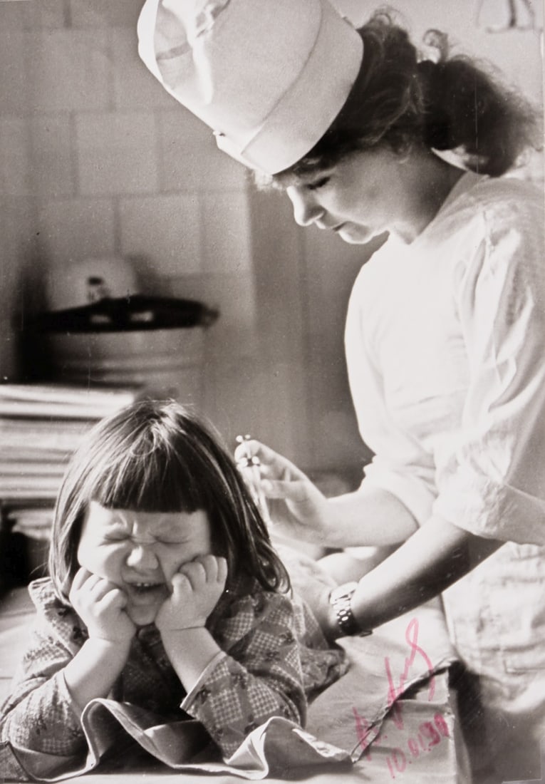 Wladimir Rolow: Wladimir Rolow 1953 Southern Urals - "Small Syringe" - (1990) Silver gelatin print/photographic paper on cardboard. 37 x 26 cm, 61 x 51 cm (dimensions including frame). Signed and dated