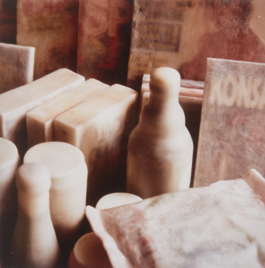 H. N. Semjon: H. N. Semjon 1962 Wiesbaden - Wax food on shelf - C-print/photopaper. 23 x 23 cm (passe-partout cutout), 51.5 x 51.5 cm (size with frame). Passe-partout. Framed under glass. Semjon is a German