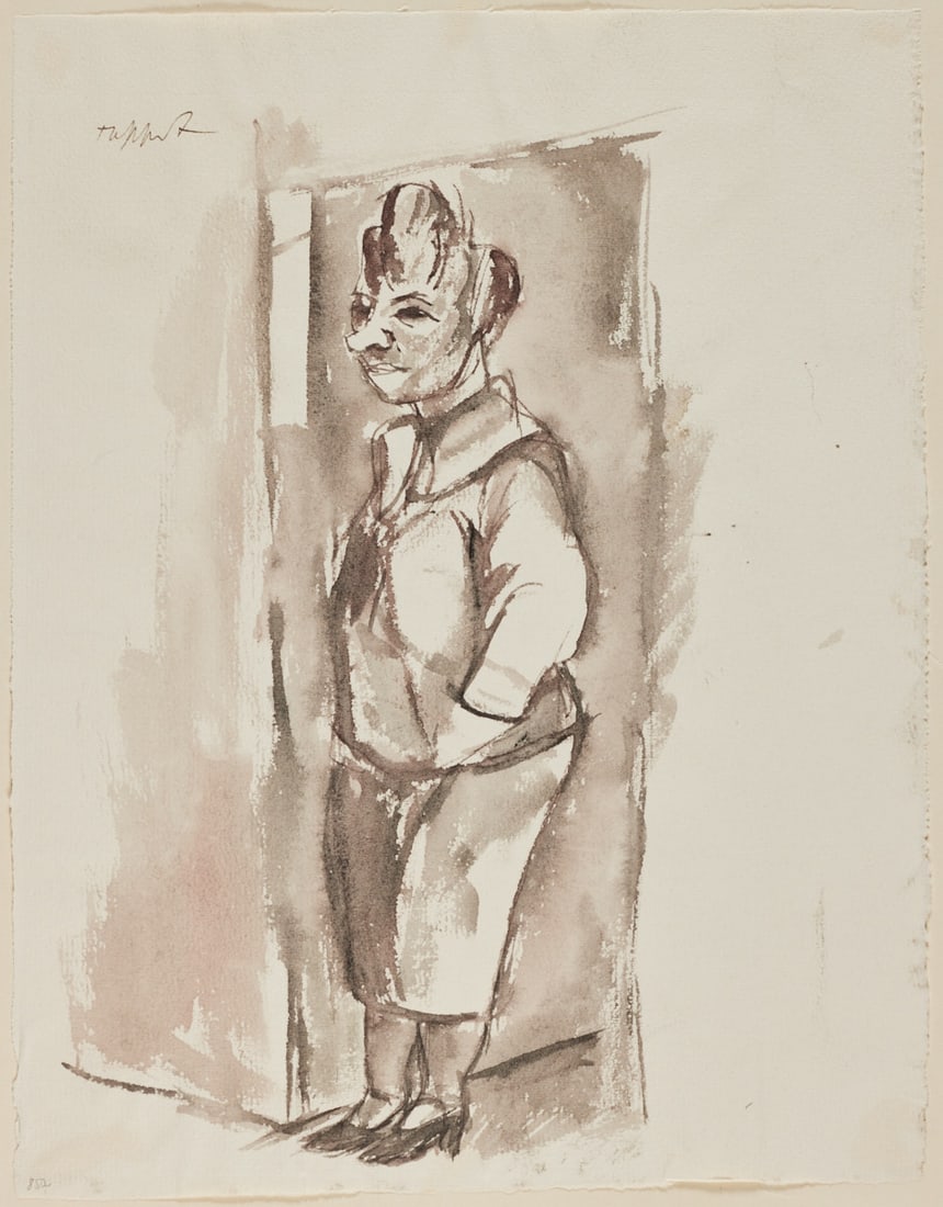 Georg Tappert: Georg Tappert 1880 Berlin - 1957 Berlin - Portrait of a Woman - Watercolor/paper. 30.5 x 23.5 cm. Signed upper left: Tappert. Signed on the passe-partout lower right: G. Tappert. Passe-partout.