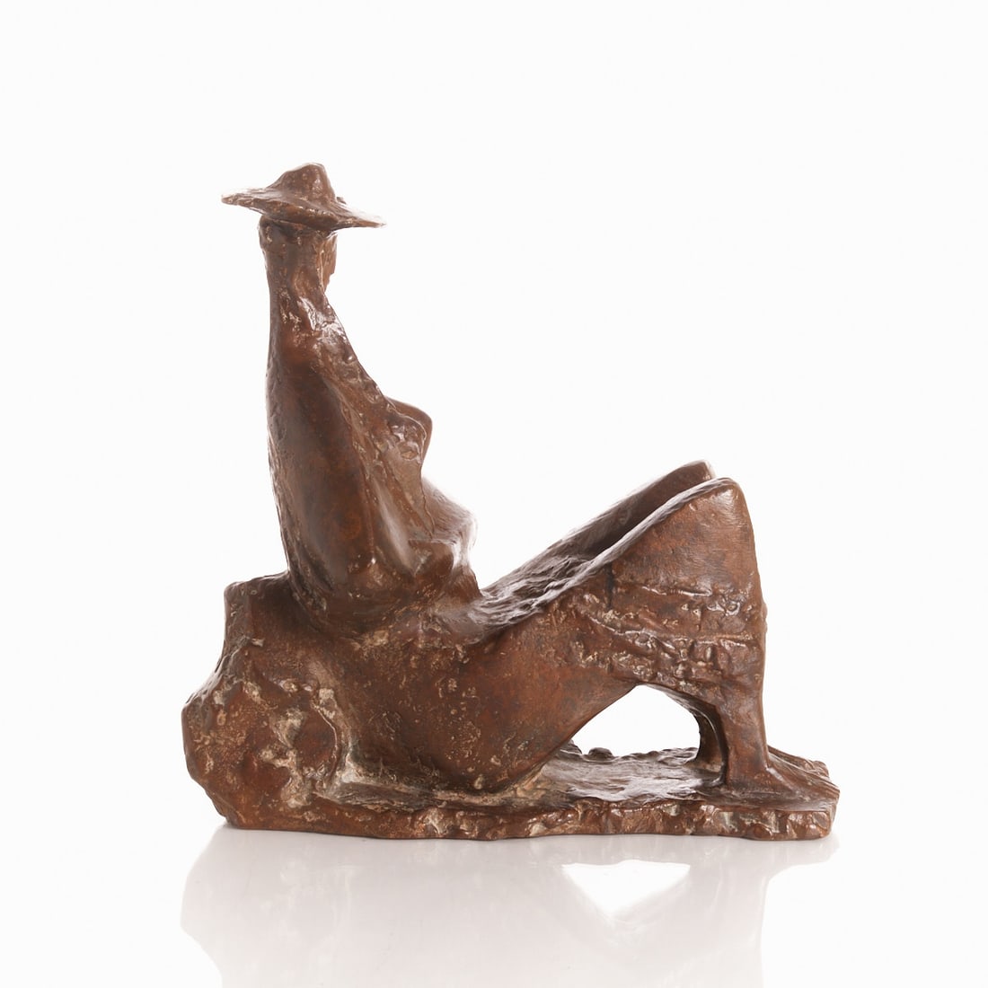Adolf Wamper: Adolf Wamper 1901 Würselen - 1977 Essen - Sitting Man - (1973) Bronze. Brown patina. 23 x 24 x 11 cm. Monogrammed and dated on the plinth: AW (19)73. Foundry mark: Schmäke Düsseldorf.
