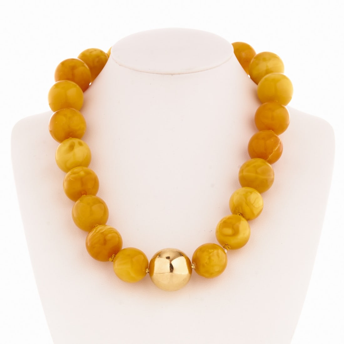 Modern Amber Necklace with Gold Ball Interchangeable Clasp (1 of 1)