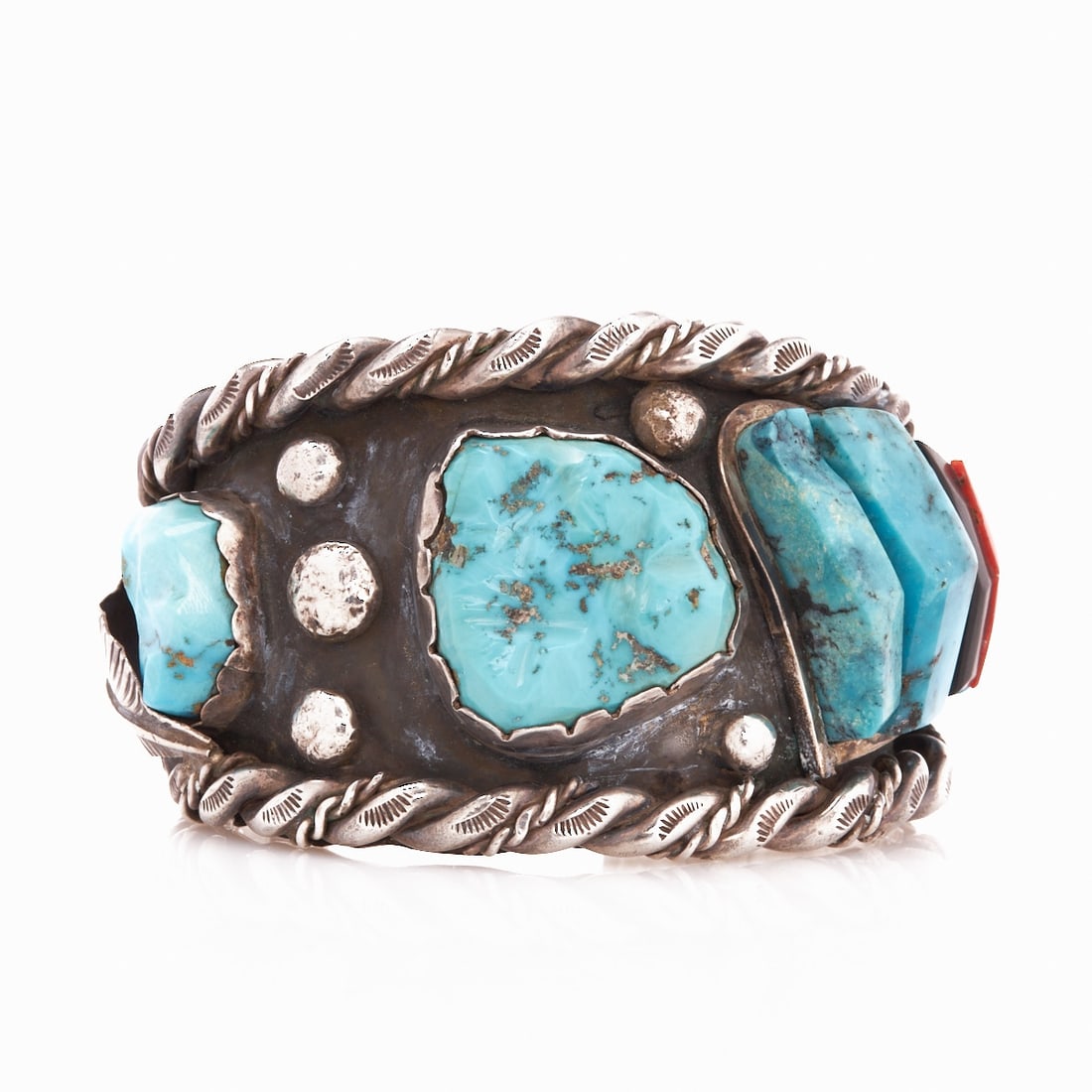 Navajo Kingman - Bracelet with Turquoise Stones (1 of 1)