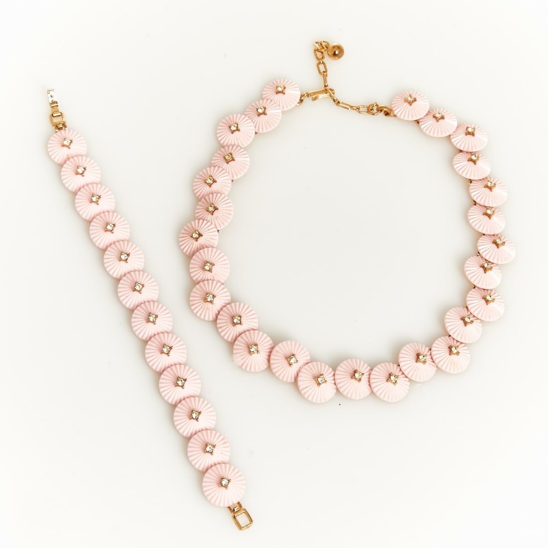 TRIFARI - Vintage Necklace and Bracelet with Pink Pearls (1 of 1)