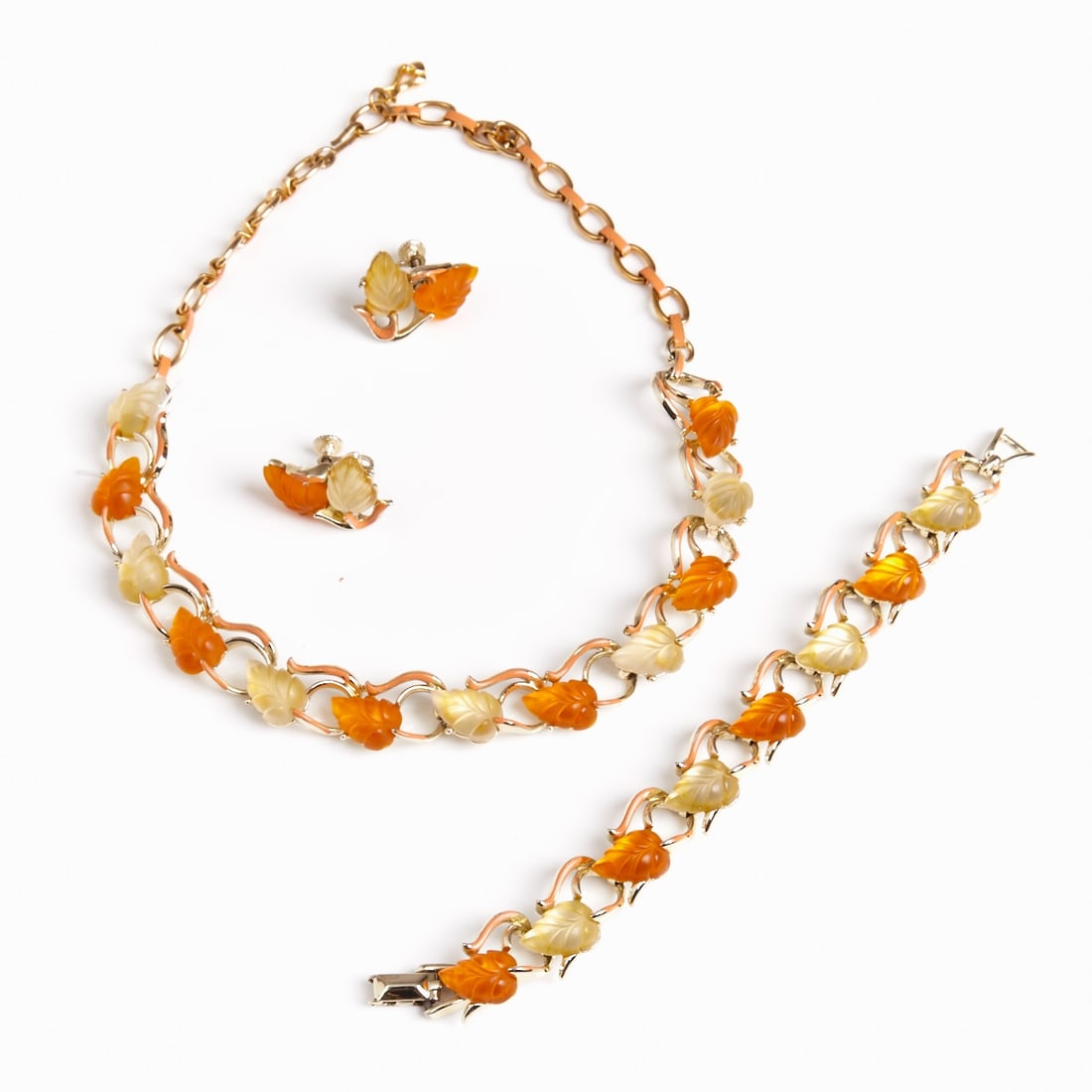STAR - Vintage Orange Leaf Motif Parure (3 pieces) (1 of 1)