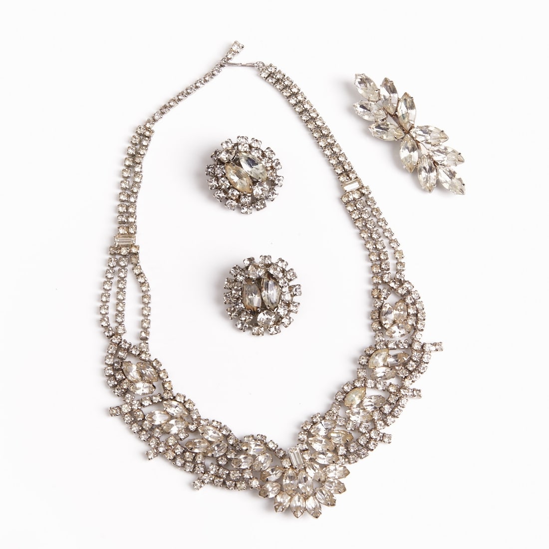 Vintage Jewelry Set with Crystal Rhinestones (3 pieces) (1 of 1)