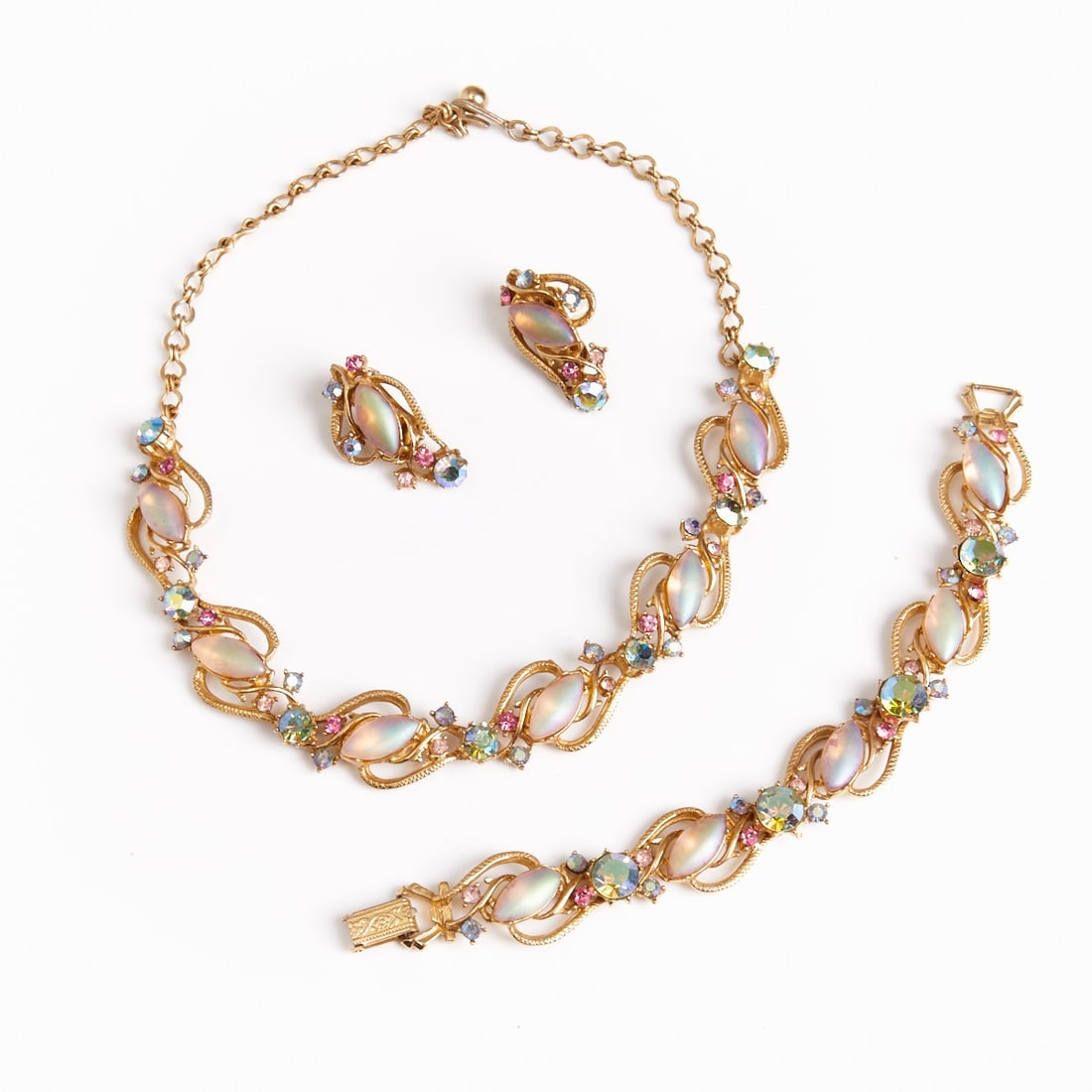 FLORENZA - Vintage Parure with Oval-Cut Glass Cabochons (3 pieces) (1 of 1)