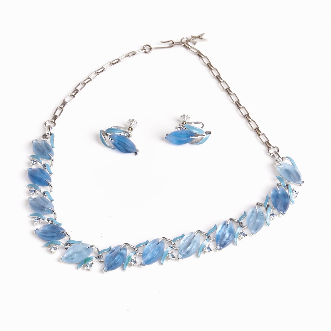 STAR - Vintage Blue Necklace with Matching Clip-on Earrings (2 pieces) (1 of 1)